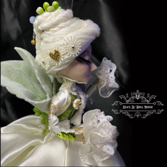 *SOLD* Flower Fairy Doll Puppet OOAK Sculpted Green Forest White Angel Sprite - Picture 8 of 15